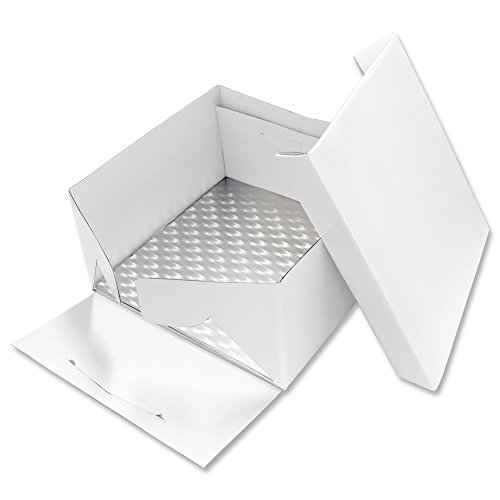 PME 8" Square Cake Decorating Sugarcraft Baking Box & Support Card Board, 20 x 20 x 15.2 cm, Weiß von PME