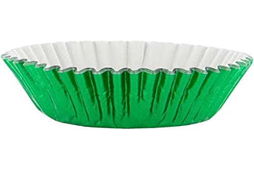 PME BC757 Metallisch-grüne Backförmchen für Cupcakes, Standardgröße, Packung mit 30 Stück, Kunststoff, Green, 7 x 7 x 3.8 cm, Einheiten von PME