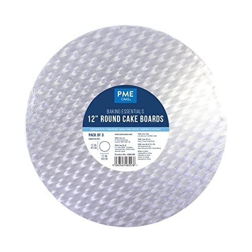 PME Baking Essentials - Runde Tortenplatten Cakeboard 30 cm / 12 Zoll, 3-teilig, Silber von PME