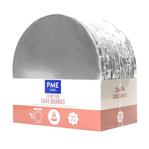 PME 10er-set Runde Kuchenplatten mit umwickelten Kanten, Silber (8" / 20cm) von PME