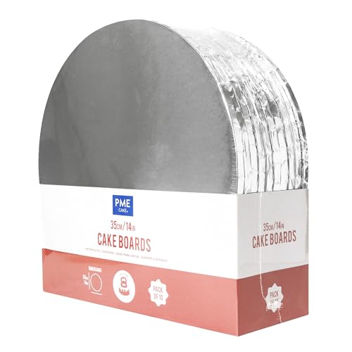 PME 10er-set Runde Kuchenplatten mit umwickelten Kanten, Silber (14" / 35cm) von PME