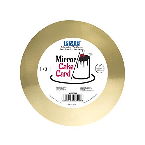 PME CMRG913 Mirror Cake board/Card, Round, Gold 6", Pack of 3 Kuchen Spiegel Karte, Karton von PME