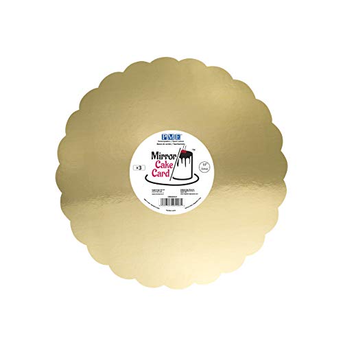 PME CMSG919 Mirror Cake Board/Card, Scallop, Gold 10", Pack of 3 Kuchen Spiegel Karte, Karton von PME