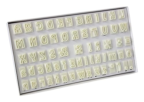 PME 106M001 JEM Alphabet-Ausstecher zum Dekorieren von Zuckerarbeiten und Kuchen, Sortiment, 64-teilig, Kunststoff, Ivory, 2 x 2 x 2 cm von PME