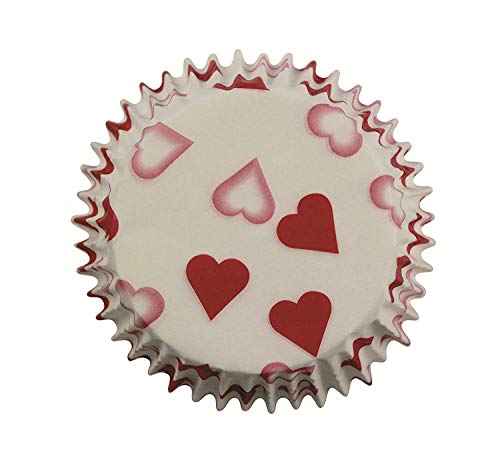 PME Papierbackförmchen für Cupcakes mit kleinem Herzmotiv, Standardgröße, 60er Pack, Kunststoff, Rot, 7 x 7 x 2.8 cm, 60-Einheiten von PME