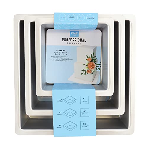 PME - Quadratische Kuchenformen 15, 20, 25 cm x 10 cm tief, 3er-Satz, Silber PME - Quadratische Kuchenformen 15, 20, 25 cm x 10 cm tief, 3er-Satz, Silber von PME
