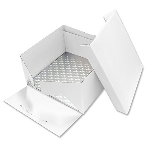 PME Quadratische Tortenplatte und Tortenschachtel 30 cm, Kunststoff, Weiß, 30 x 30 x 15.2 cm von PME