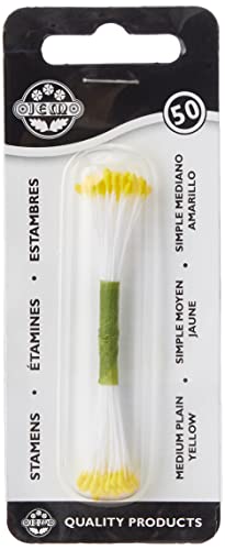 PME STAM03Y Staubgefäße für Zuckerblumen, mittelgroß, schlicht, Kunststoff, Gelb, 0.1 x 0.11 x 7.4 cm von PME