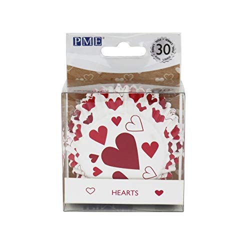 PME Valentinstag folienbeschichtete Cupcake-Förmchen, (30 Stück), Rote Liebesherzen von PME