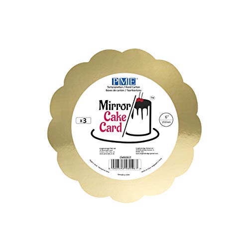 PME CMSG917 Mirror Cake Card, Scallop, Gold 6", Pack of 3 Kuchen Spiegel Karte, Karton von PME