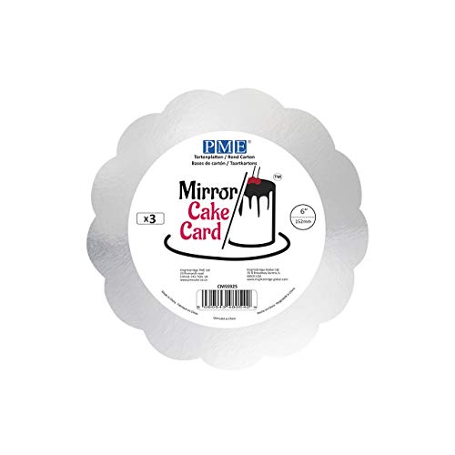 PME CMSS925 Mirror Cake Card, Scallop, Silver 6", Pack of 3 Kuchen Spiegel Karte, silber, Karton von PME