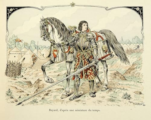 PMEFGJDPE Bekannt Deko Kunstdrucke Bilder Tier Poster Abbildung aus dem Buch Geschichte des Chevalier Bayard von Paul De Semant Abstrakte Leinwand Kunst für Wohnzimmerdekoration 60x90cm von PMEFGJDPE