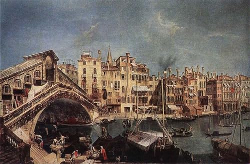 PMEFGJDPE Bekannt Deko Kunstdrucke Bilder Tier Poster Die rialtobrücke von der del vin von marieschi Abstrakte Leinwand Kunst für Wohnzimmerdekoration 60x90cm von PMEFGJDPE