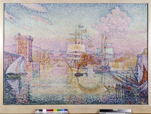 PMEFGJDPE Bekannt Deko Kunstdrucke Bilder Tier Poster Einfahrt in den Hafen von Marseille. Gemälde von Paul Signac Abstrakte Leinwand Kunst für Wohnzimmerdekoration 60x90cm von PMEFGJDPE