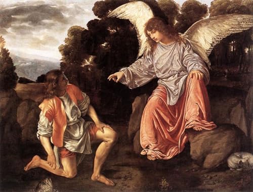 PMEFGJDPE Bekannt Deko Kunstdrucke Bilder Tier Poster Tobias und der engel von girolamo Savoldo Abstrakte Leinwand Kunst für Wohnzimmerdekoration 60x90cm von PMEFGJDPE