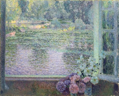 PMEFGJDPE Bekannt Deko Kunstdrucke Bilder Tier Poster ein Fenster am Fluss von Henri Eugene Augustin Le Sidaner Abstrakte Leinwand Kunst für Wohnzimmerdekoration 60x90cm von PMEFGJDPE