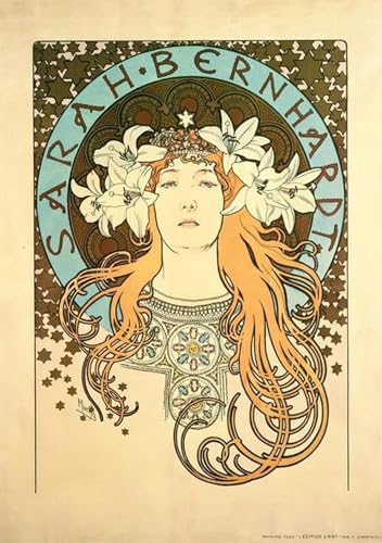 PMEFGJDPE Bekannt Dekorative Bilder Graffiti Wandbild Schokoladen-Masson-Kalender, illustriert von Alphonse Mucha Graffiti Leinwanddruck für Wanddekoration 60x90cm von PMEFGJDPE
