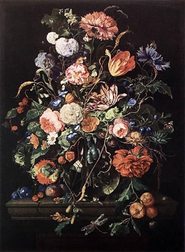 PMEFGJDPE Bekannt Leinwand Wandkunst Malerei Wandkunst Blumen im glas und früchte von jan davidsz de heem Mode Leinwand Malerei für Office Home Decor 60x90cm von PMEFGJDPE