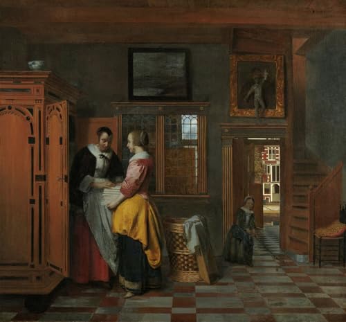 PMEFGJDPE Bekannt Leinwand Wandkunst Malerei Wandkunst Interieur mit Frauen neben einem Wäscheschrank von Pieter De Hooch Mode Leinwand Malerei für Office Home Decor 60x90cm PMEFGJDPE Bekannt Leinwand Wandkunst Malerei Wandkunst Interieur mit Frauen neben einem Wäscheschrank von Pieter De Hooch Mode Leinwand Malerei für Office Home Decor 60x90cm von PMEFGJDPE