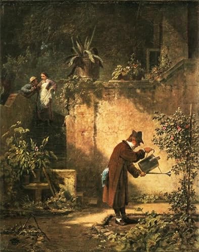 PMEFGJDPE Bekannt Poster Kunstdrucke Porträts Wandkunst Der Gartenfreund von Carl Spitzweg Leinwand Ölgemälde für Heimtextilien 60x90cm von PMEFGJDPE