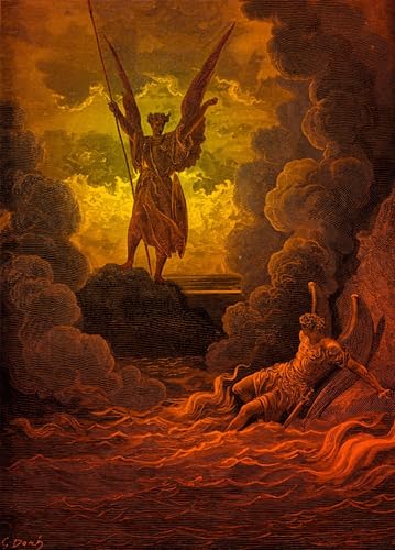 PMEFGJDPE Bekannt Poster Kunstdrucke Porträts Wandkunst Paradise lost enemy und beelzebub von doré von gustave dore Leinwand Ölgemälde für Heimtextilien 60x90cm von PMEFGJDPE