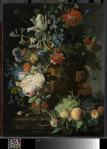 PMEFGJDPE Bekannt Poster Kunstdrucke Porträts Wandkunst Stillleben mit Blumen und Früchten von Jan Van Huysum Leinwand Ölgemälde für Heimtextilien 60x90cm von PMEFGJDPE