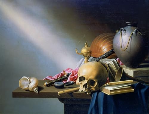 PMEFGJDPE Bekannt Poster Kunstdrucke Porträts Wandkunst eine Allegorie der Eitelkeiten des menschlichen Lebens von Harmen Van Steenwyck Leinwand Ölgemälde für Heimtextilien 60x90cm von PMEFGJDPE