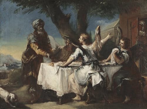 PMEFGJDPE Bekannt Poster Wandbilder Gemalde Kunst Poster Abraham begrüßt die drei Engel von Francesco Guardi Vintage Leinwandkunst für Schlafzimmer Home Decor 60x90cm von PMEFGJDPE