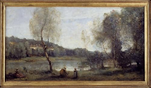PMEFGJDPE Bekannt Poster Wandbilder Gemalde Kunst Poster Blick auf D'avray, den Teich bei der Arbeit vor den Villen. von Jean Baptiste Camille Corot für Schlafzimmer Home Decor 60x90cm von PMEFGJDPE