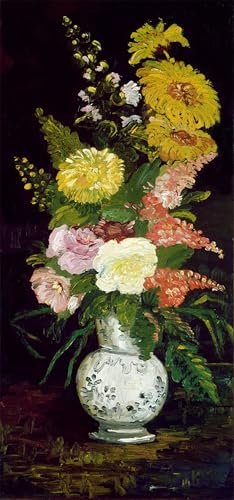 PMEFGJDPE Bekannt Poster Wandbilder Gemalde Kunst Poster Blumenvase von vincent van gogh Vintage Leinwandkunst für Schlafzimmer Home Decor 60x90cm von PMEFGJDPE