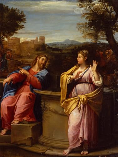 PMEFGJDPE Bekannt Poster Wandbilder Gemalde Kunst Poster Christus und die Frau von Samaria am Brunnen von Francesco Albani Vintage Leinwandkunst für Schlafzimmer Home Decor 60x90cm PMEFGJDPE Bekannt Poster Wandbilder Gemalde Kunst Poster Christus und die Frau von Samaria am Brunnen von Francesco Albani Vintage Leinwandkunst für Schlafzimmer Home Decor 60x90cm von PMEFGJDPE
