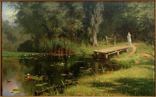PMEFGJDPE Bekannt Poster Wandbilder Gemalde Kunst Poster Zugewachsener Teich von Wassili Dmitrijewitsch Polenow Vintage Leinwandkunst für Schlafzimmer Home Decor 60x90cm von PMEFGJDPE