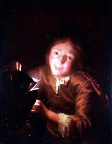 PMEFGJDPE Bekannt Poster Wandbilder Gemalde Kunst Poster ein kleiner Junge mit einer Kerze hinter einem Halloween von Godfried Schalken oder Schalcken für Schlafzimmer Home Decor 60x90cm von PMEFGJDPE