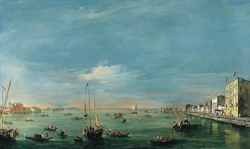 PMEFGJDPE Berühmte Gemälde Deko Kunstdrucke Bilder Tier Poster Blick auf den Giudecca-Kanal und die Zattere von Francesco Guardi Abstrakte Leinwand Kunst für Wohnzimmerdekoration 60x90cm von PMEFGJDPE