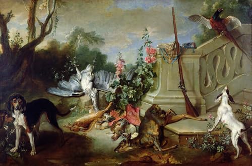 PMEFGJDPE Berühmte Gemälde Deko Kunstdrucke Bilder Tier Poster Die Rückkehr der Jagd von Jean Baptiste Oudry Abstrakte Leinwand Kunst für Wohnzimmerdekoration 60x90cm von PMEFGJDPE