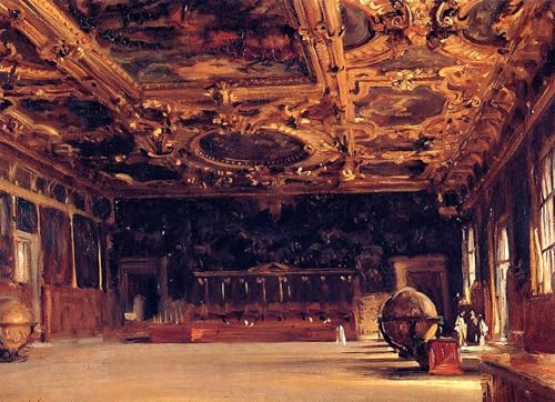 PMEFGJDPE Berühmte Gemälde Deko Kunstdrucke Bilder Tier Poster Innenraum Des Dogenpalastes Von John Singer Sargent Abstrakte Leinwand Kunst für Wohnzimmerdekoration 60x90cm von PMEFGJDPE