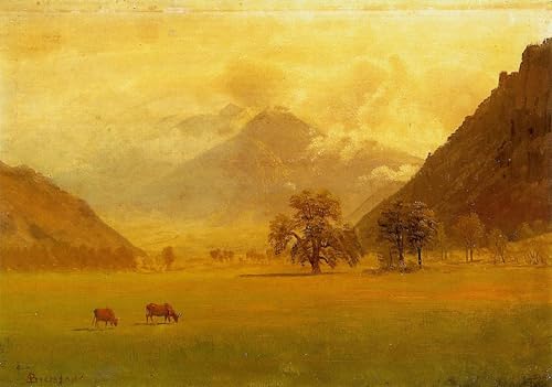 PMEFGJDPE Berühmte Gemälde Deko Kunstdrucke Bilder Tier Poster Rhonetal von albert bierstadt Abstrakte Leinwand Kunst für Wohnzimmerdekoration 60x90cm von PMEFGJDPE