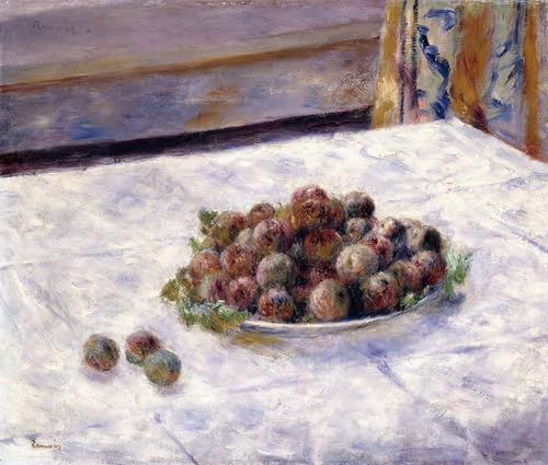 PMEFGJDPE Berühmte Gemälde Deko Kunstdrucke Bilder Tier Poster Stillleben Pflaumen auf einem teller von pierre auguste renoir Abstrakte Leinwand Kunst für Wohnzimmerdekoration 60x90cm von PMEFGJDPE
