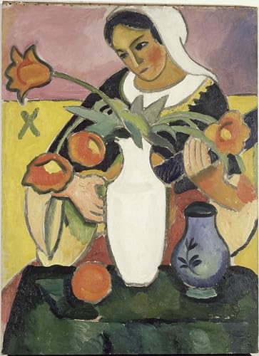 PMEFGJDPE Berühmte Gemälde Dekorative Bilder Graffiti Wandbild Der Lautenspieler Von August Macke Graffiti Leinwanddruck für Wanddekoration 60x90cm von PMEFGJDPE