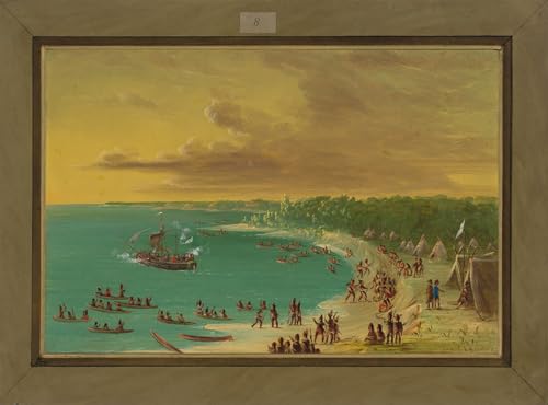 PMEFGJDPE Berühmte Gemälde Dekorative Bilder Graffiti Wandbild Erste Segelfahrt auf dem Eriesee von George Catlin Graffiti Leinwanddruck für Wanddekoration 60x90cm von PMEFGJDPE