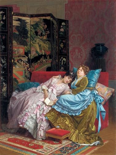 PMEFGJDPE Berühmte Gemälde Leinwand Wandkunst Malerei Wandkunst Eine Nachmittagsidylle von Auguste Toulmouche Mode Leinwand Malerei für Office Home Decor 60x90cm von PMEFGJDPE
