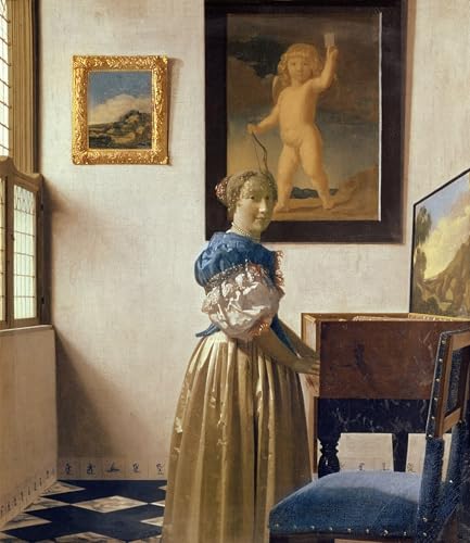 PMEFGJDPE Berühmte Gemälde Leinwand Wandkunst Malerei Wandkunst Eine junge Frau steht an einem Virginal. von Jan Vermeer Van Delft Mode Leinwand Malerei für Office Home Decor 60x90cm PMEFGJDPE Berühmte Gemälde Leinwand Wandkunst Malerei Wandkunst Eine junge Frau steht an einem Virginal. von Jan Vermeer Van Delft Mode Leinwand Malerei für Office Home Decor 60x90cm von PMEFGJDPE