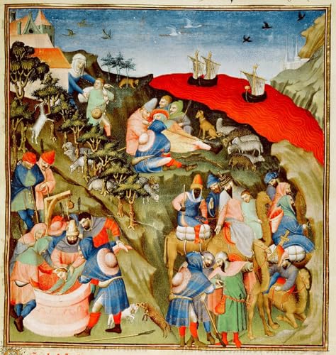 PMEFGJDPE Berühmte Gemälde Leinwand Wandkunst Malerei Wandkunst Frau Fr F die Geschichte von Illustration Aus Antiquites Judaiques von Jean Fouquet Mode Leinwand Malerei für Office Home Decor 60x90cm von PMEFGJDPE