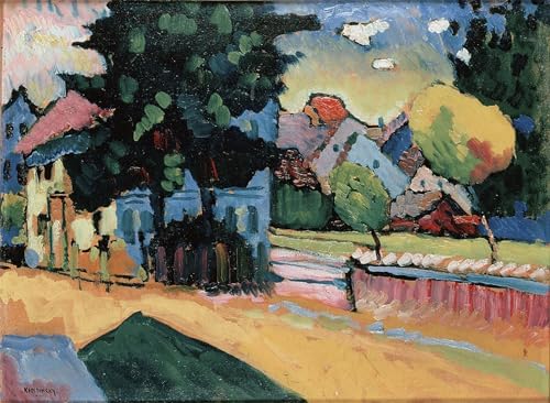PMEFGJDPE Berühmte Gemälde Leinwand Wandkunst Malerei Wandkunst Landschaft mit einem grünen Haus von Wassily Kandinsky Mode Leinwand Malerei für Office Home Decor 60x90cm PMEFGJDPE Berühmte Gemälde Leinwand Wandkunst Malerei Wandkunst Landschaft mit einem grünen Haus von Wassily Kandinsky Mode Leinwand Malerei für Office Home Decor 60x90cm von PMEFGJDPE