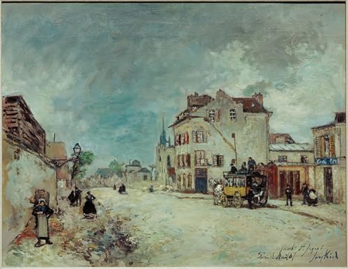 PMEFGJDPE Berühmte Gemälde Leinwand Wandkunst Malerei Wandkunst Post auf der Faubourg St. Jacques von Johan Barthold Jongkind Mode Leinwand Malerei für Office Home Decor 60x90cm von PMEFGJDPE