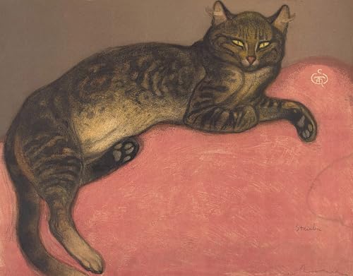 PMEFGJDPE Berühmte Gemälde Leinwand Wandkunst Malerei Wandkunst Winterkatze auf einem Kissen L'hiver Chat Sur Un Coussin von Théophile Alexandre Steinlen für Office Home Decor 60x90cm von PMEFGJDPE