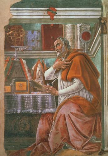 PMEFGJDPE Berühmte Gemälde Poster Kunstdrucke Porträts Wandkunst Der heilige Augustinus in seiner Zelle von Sandro Botticelli Leinwand Ölgemälde für Heimtextilien 60x90cm von PMEFGJDPE