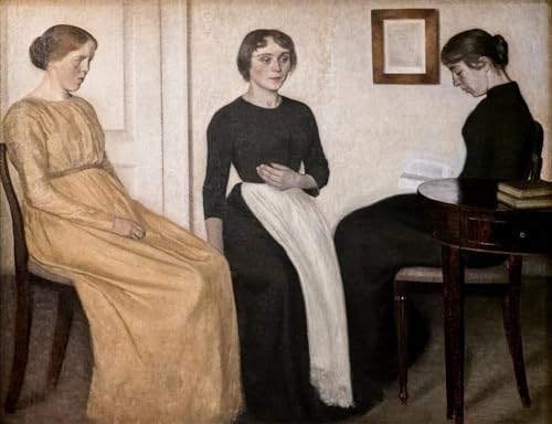 PMEFGJDPE Berühmte Gemälde Poster Kunstdrucke Porträts Wandkunst Drei junge Frauen von vilhelm Hammershoi Leinwand Ölgemälde für Heimtextilien 60x90cm PMEFGJDPE Berühmte Gemälde Poster Kunstdrucke Porträts Wandkunst Drei junge Frauen von vilhelm Hammershoi Leinwand Ölgemälde für Heimtextilien 60x90cm von PMEFGJDPE