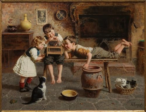 PMEFGJDPE Berühmte Gemälde Poster Kunstdrucke Porträts Wandkunst Kinderspiele von Eugenio Zampighi Leinwand Ölgemälde für Heimtextilien 60x90cm PMEFGJDPE Berühmte Gemälde Poster Kunstdrucke Porträts Wandkunst Kinderspiele von Eugenio Zampighi Leinwand Ölgemälde für Heimtextilien 60x90cm von PMEFGJDPE