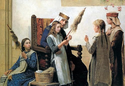 PMEFGJDPE Berühmte Gemälde Poster Kunstdrucke Porträts Wandkunst Königin bertha und die spinner von albert Leinwand Ölgemälde für Heimtextilien 60x90cm PMEFGJDPE Berühmte Gemälde Poster Kunstdrucke Porträts Wandkunst Königin bertha und die spinner von albert Leinwand Ölgemälde für Heimtextilien 60x90cm von PMEFGJDPE